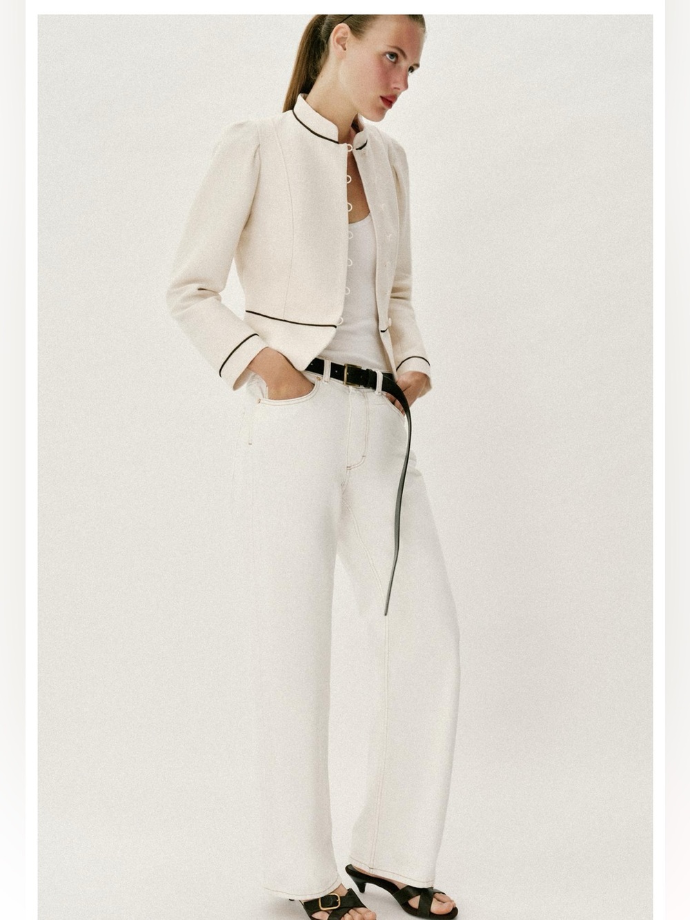 ZARA TAILORED CONTRAST PIPING BLAZER - Picture 4 of 11